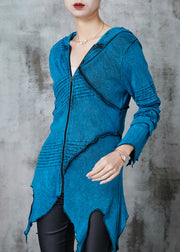 Fine Blue Asymmetrical Tie Dye Cotton Coat Spring