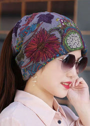 Fine Blue Floral Print Cozy Bonnie Hat