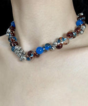 Fine Blue Stainless Steel Acrylic Collar Necklace