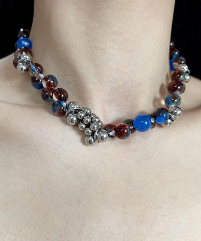 Fine Blue Stainless Steel Acrylic Collar Necklace