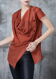 Fine Caramel Asymmetrical Design Chiffon Blouses Summer