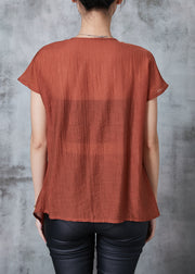 Fine Caramel Asymmetrical Design Chiffon Blouses Summer