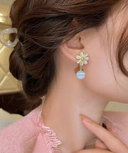 Fine Champagne Color Copper Alloy Floral Drop Earrings