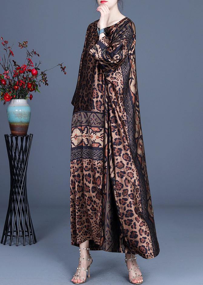 Fine Chocolate Leopard asymmetrical design Chiffon Party Dress Summer Spring