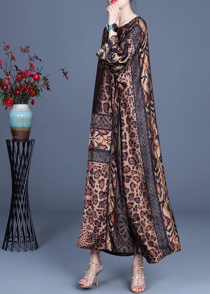 Fine Chocolate Leopard asymmetrical design Chiffon Party Dress Summer Spring