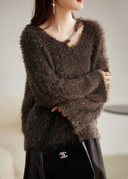 Fine Chocolate Thick Cozy Knit Sweater Tops Winter