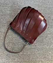 Fine Coffee Patchwork Calf Leather Tote Handbag