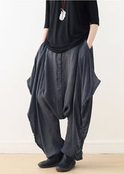 Fine Dark Grey Oversized Tie Dye Cotton Harem Pants Fall