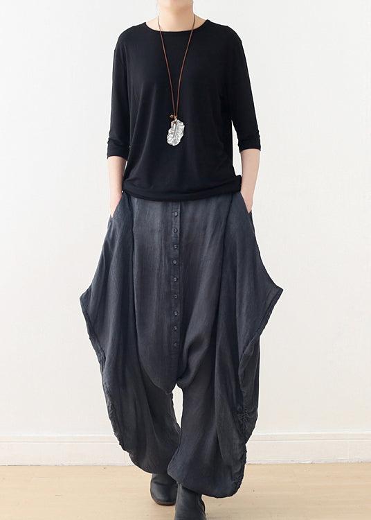 Fine Dark Grey Oversized Tie Dye Cotton Harem Pants Fall