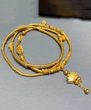 Fine Gold Sterling Silver Alloy Lotus Tassel Pendant Necklace