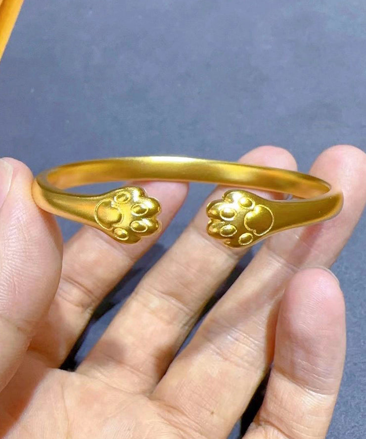 Fine Gold Sterling Silver Overgild Lucky Cat Cuff
