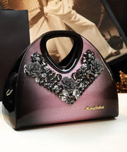 Fine Gradient Color Zircon Durable Faux Leather Tote Handbag