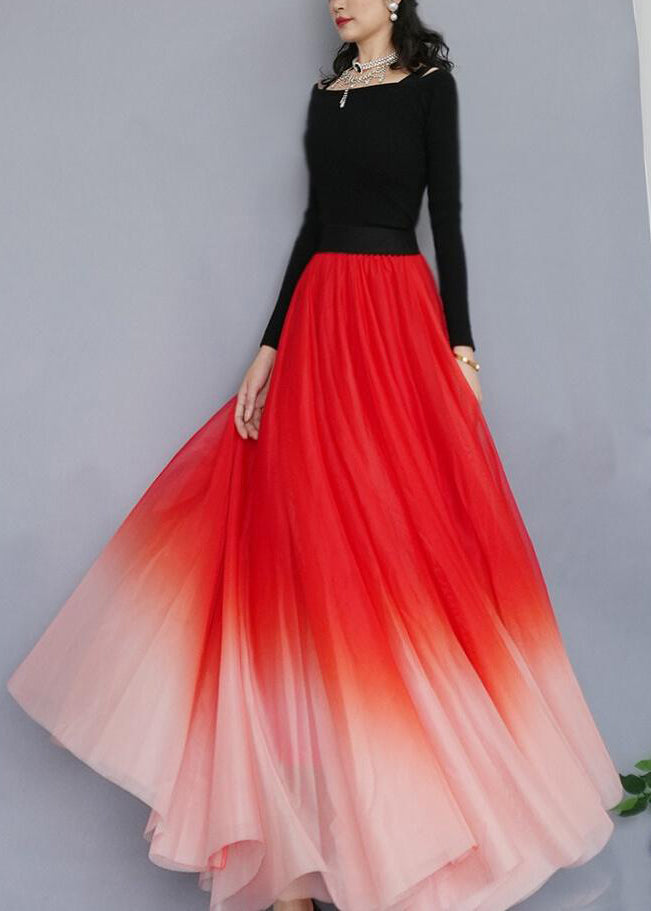 Fine Gradient Orange Exra Large Hem Tulle Dance Skirt Spring