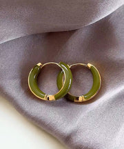 Fine Green Copper Overgild Circle Hoop Earrings