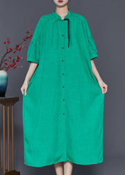 Fine Green Tasseled Oversized Cotton Robe Dresses Summer