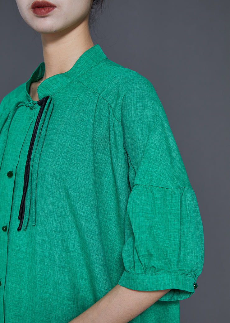Fine Green Tasseled Oversized Cotton Robe Dresses Summer