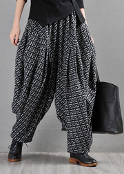 Fine Grey Pockets Print Lantern Pants Fall