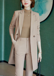 Fine Khaki Double Breast Spandex Trench Coats Spring