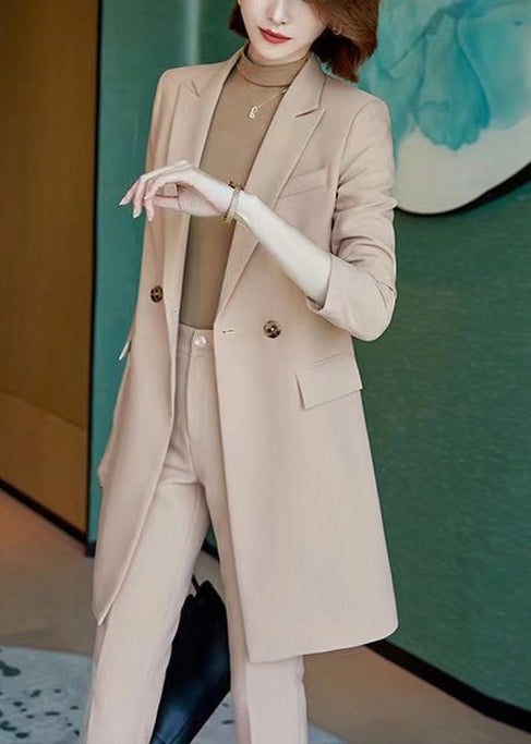 Fine Khaki Double Breast Spandex Trench Coats Spring