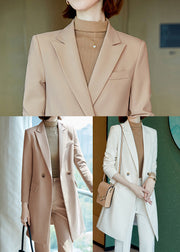 Fine Khaki Double Breast Spandex Trench Coats Spring