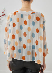 Fine Multicolour Dot Wrinkled Chiffon Blouse Tops Spring