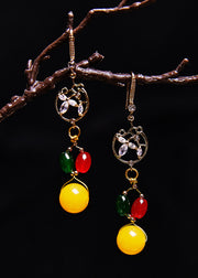 Fine Multicolour Gem Stone Beeswax Drop Earrings