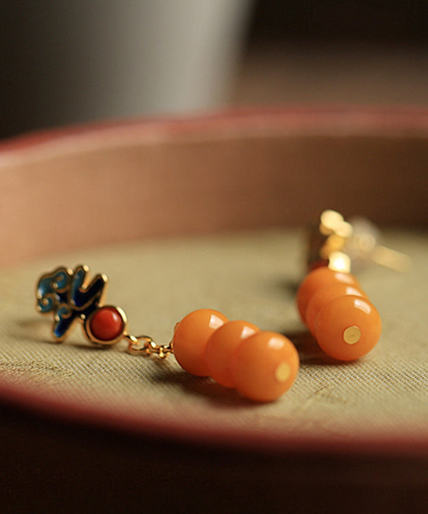 Fine Orange Sterling Silver Agate Drop Earrings