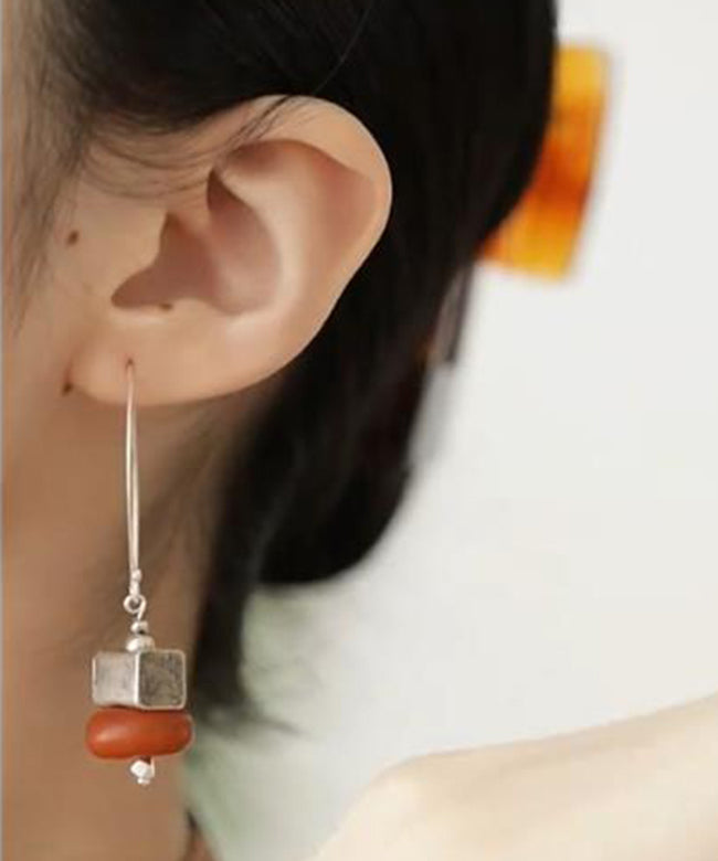 Fine Orange Sterling Silver Persimmon Hoop Earrings