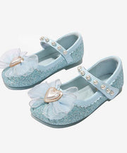 Fine Pink Pearl Love Buckle Strap Kids Flat Shoes