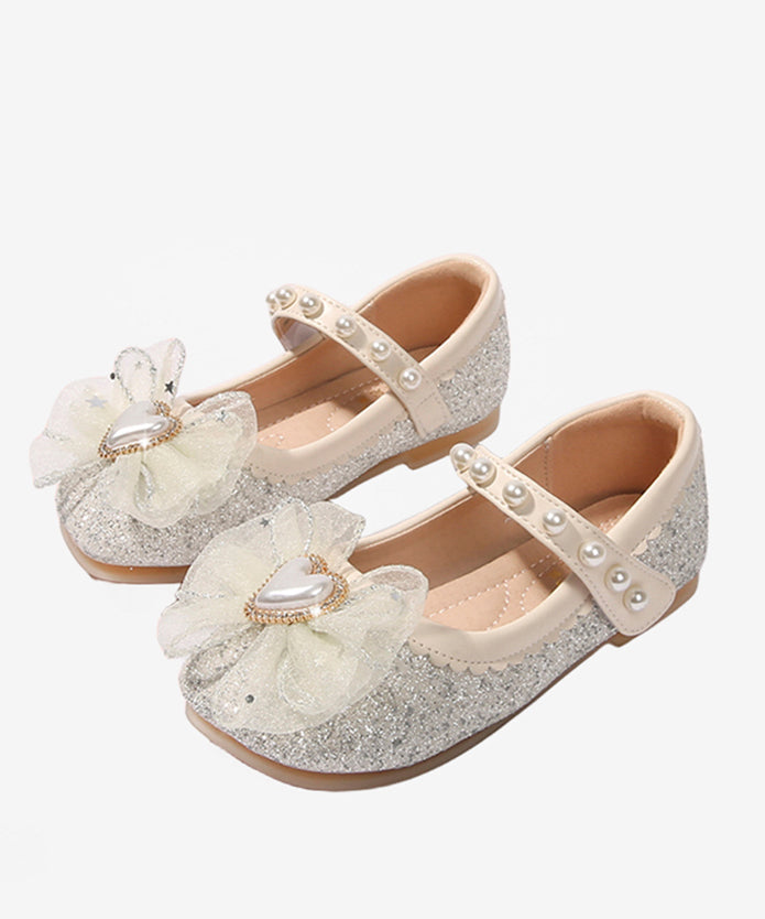 Fine Pink Pearl Love Buckle Strap Kids Flat Shoes