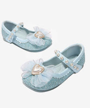 Fine Pink Pearl Love Buckle Strap Kids Flat Shoes