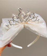 Fine Pink Tulle Patchwork Bow Pearl Zircon Girls Hairpin