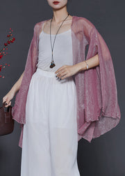 Fine Purple Asymmetrical Silk Loose Cardigan Summer