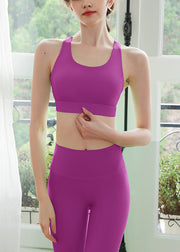 Fine Purple Butt Scrunch Sports Bra And Leggings Set Suit Leggings Activewear