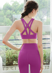 Fine Purple Butt Scrunch Sports Bra And Leggings Set Suit Leggings Activewear