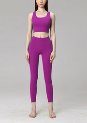 Fine Purple Sports Bra And Leggings Set Suit Athletic Leggings