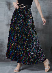 Fine Rainbow Sequins Cotton A Line Skirts Fall