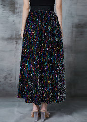 Fine Rainbow Sequins Cotton A Line Skirts Fall