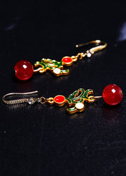 Fine Red Gem Stone Gilding Drop Earrings
