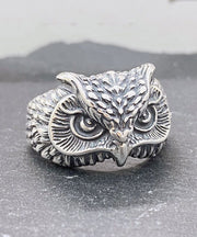 Fine Red Sterling Silver Agate Owl Open Rings