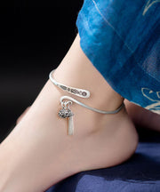 Fine Red Sterling Silver Lotus Seedpod Carve Tassel Anklets