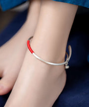 Fine Red Sterling Silver Lotus Seedpod Carve Tassel Anklets