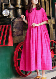 Fine Rose Oversized Exra Large Hem Cotton Maxi Dress Short Sleeve