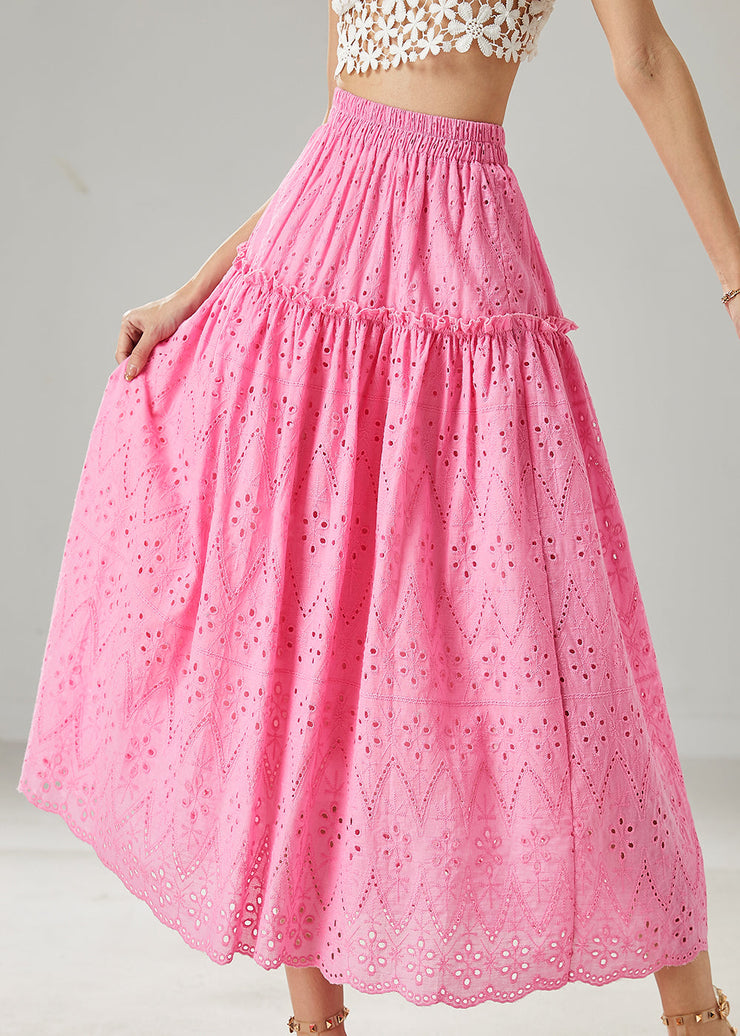 Fine Rose Ruffled Hollow Out Cotton Skirt Summer