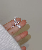 Fine Silk Alloy Zircon Floral Stud Earrings