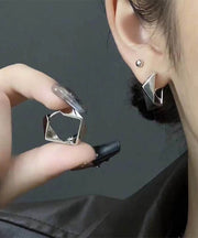 Fine Silk Metal Asymmetrical Geometric Hoop Earrings