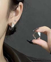 Fine Silk Metal Asymmetrical Geometric Hoop Earrings