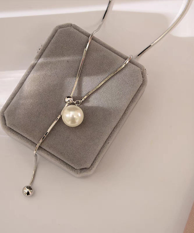 Fine Silk Metal Broken Silver Pulling Lariat Necklace