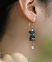 Fine Silk Sterling Silver Jade Leaf Drop Earrings