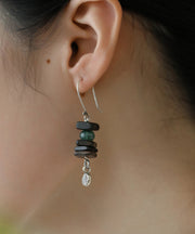 Fine Silk Sterling Silver Jade Leaf Drop Earrings